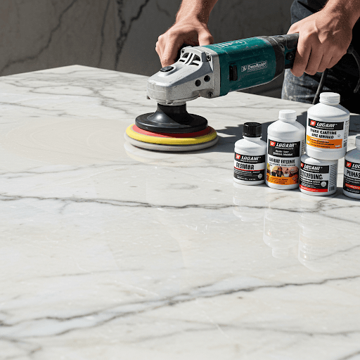 Marble polishing illustration
