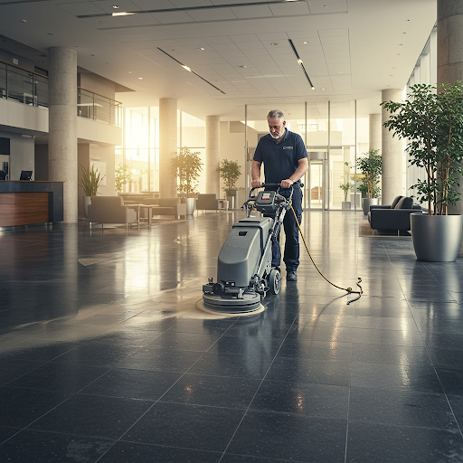 Floor stripping and waxing illustration